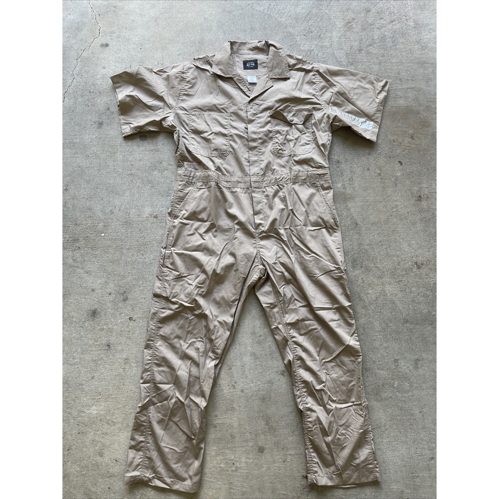 Key Coveralls Short Sleeve Men's XL R Beige Tan Lightweight New